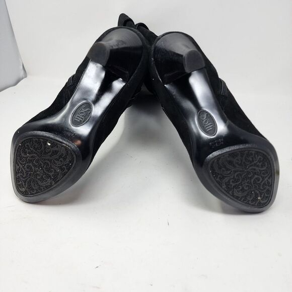 Sofft Lograno Black Suede Leather Knee High Cuffed Boots Zip Button Size 5.5M - Picture 9 of 16